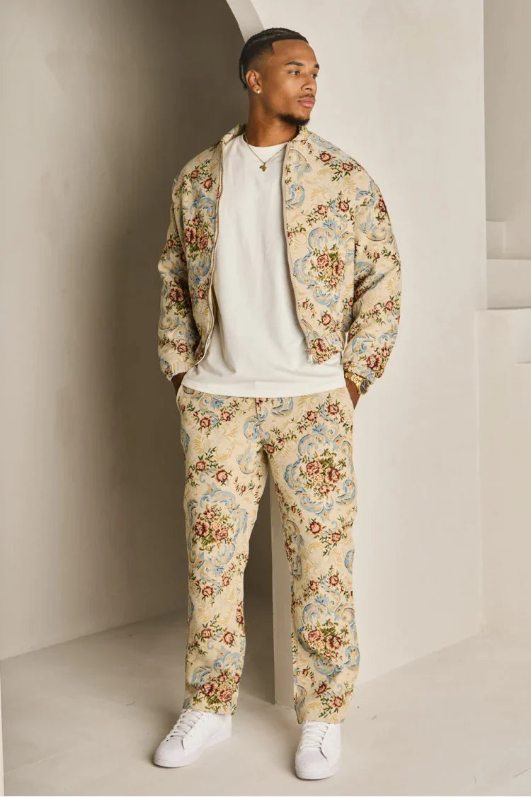 Floral Essence Set : Beige Vest & Joggers